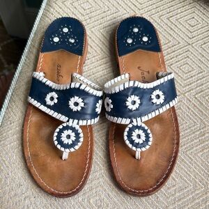 Jack Rogers Navy and White Leather Sandals